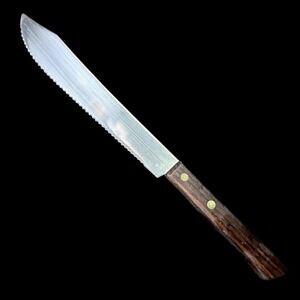 Serrated Butcher Knife Stainless Steel Japan Wood Handle